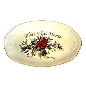 Cardinal Lenox Platter Tray Bless This Home Winter Greetings American Home